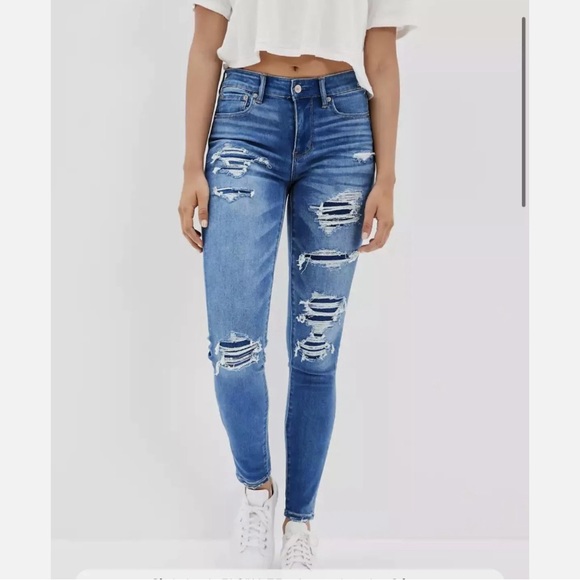 American Eagle Outfitters Denim - american eagle next level patched high waisted jeans